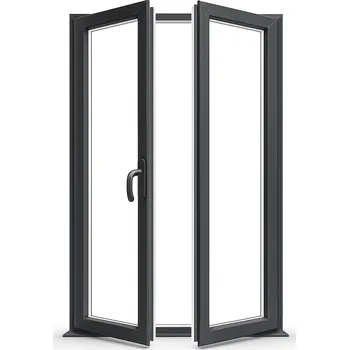 Vchodové dveře Plastové balkonové dveře | 150×210 cm (1500×2100 mm) | antracit / bílá | dvoukřídlé | otevíravé i sklopné | pravé