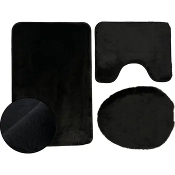 Koupelnová předložka Koupelnová Předložka Protiskluzová Lombok Měkká Černá Sada 3 kusy