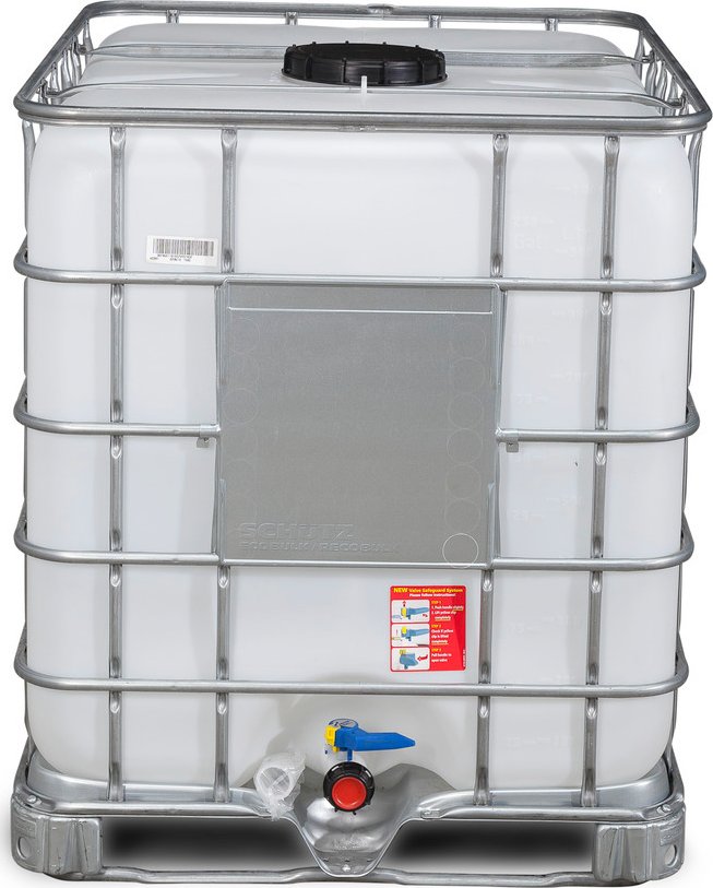 IBC nádrž Recobulk, ocelová paleta s rámem, 1000 l, víko DN 225, výpusť DN 50, UN schválení