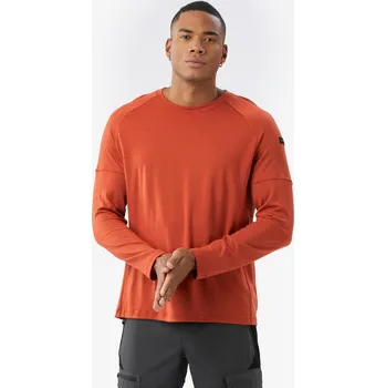 Dámská mikina FORCLAZ Pánské turistické merino tričko s dlouhým rukávem Resist L KAŠTANOVÁ|ORANŽOVÁ