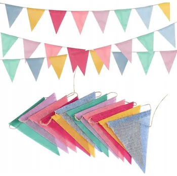 Vrták Pastelová vlaječková girlanda, 48 ks, 13x18 cm