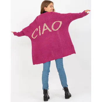 Dámský svetr Kardigan TW-SW-BI-M2201.87 Och Bella Barva: Růžová - tmavě, Velikost: UNI