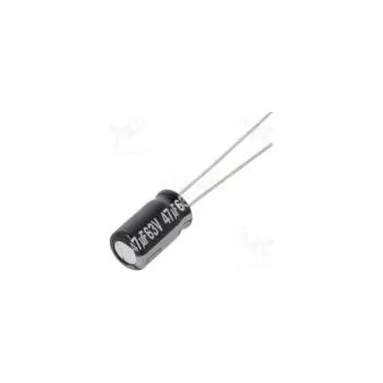 Kondenzátor Kondenzátor elektrolytický THT 47uF 63VDC Ø6,3x11,2mm ±20%