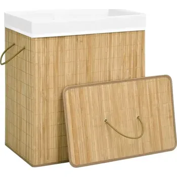 Koš na prádlo Bambusový koš na prádlo, 2 přihrádky, objem 100 l, CORNO