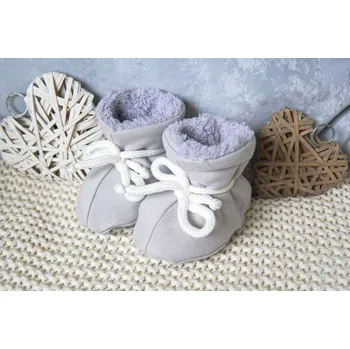 Capáčky AMÁLKA Zateplené kojenecké bačkůrky, světle šedé Velikost: 56-68