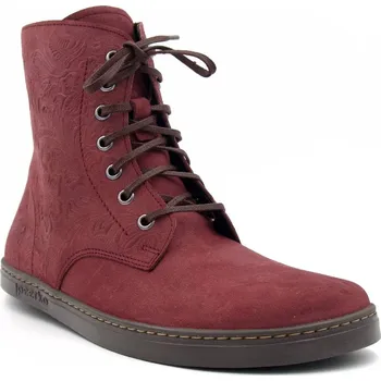 Dámská zimní obuv Peerko barefoot kožené kotníkové boty 2.0 Go Maroon – Vínové Velikost: 40