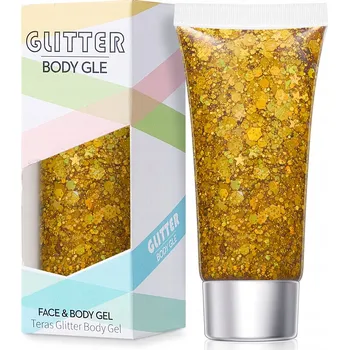 Glitter Brokát na Obličej a Tělo Gel na Zdobení Obličeje Zlatý Tmavý #5