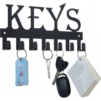 Věšák Věšák držák na klíče a oblečení černý kovový KEYS
