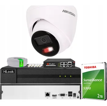 Bezpečnostní kamera Sada s 4MPx kopulovitou kamerou VE-NC143F-LIU Hikvision Hybrid Light PoE