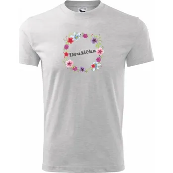 Družička s květy - Tričko dětské bavlněné - 98 cm / 2 roky ( Světlešedý Melír )