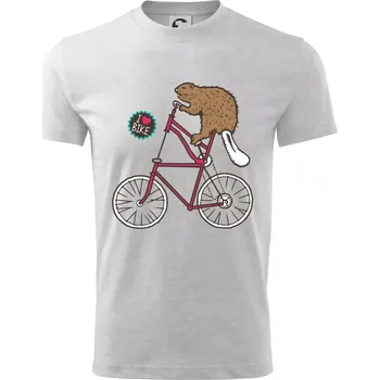 Bobr na kole - Tričko dětské bavlněné - 98 cm / 2 roky ( Světlešedý Melír )