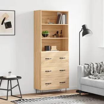 přebalovací pult a komoda Skříň highboard dub sonoma 69,5 x 34 x 180 cm kompozitní dřevo Hnědá3189376