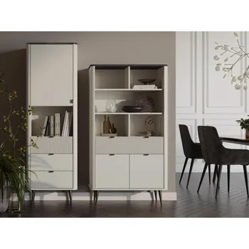 Obývací stěna Sestava nábytku do obývacího pokoje Rotevio V, Barva: kašmír / kašmír + šedý kámen MIRJAN 5903211426612