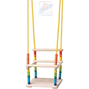 Dětská houpačka WOODY DŘEVO Houpačka závěsná barevná s ohrádkou *DŘEVĚNÉ HRAČKY* | 406886