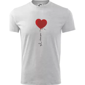 Chlapecké tričko Srdce balónek - Tričko dětské bavlněné - 98 cm / 2 roky ( Světlešedý Melír )