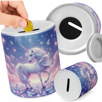 Obraz KERAMICKÁ POKLADNIČKA NA MINCE PRO DĚTI - JEDNOROŽEC - DÁREK K NAROZENINÁM