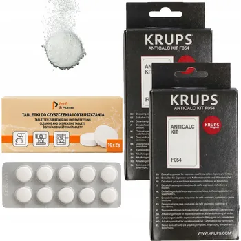 Kávovar 2x Odvápňovač Krups F054 Čisticí tablety pro kávovar Profi&Home 10 Ks