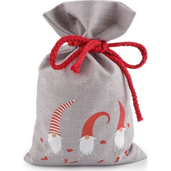 Vánoční dekorace Vánoční dárkový pytlík skřítek 15x25 cm imitace juty Varianta: šedá světlá, Balení: 1 ks