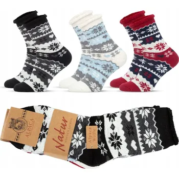 Dámské ponožky 3x Dámské vlněné Ponožky z alpaky, teplé, silné, zimní ALPAKA 39-42