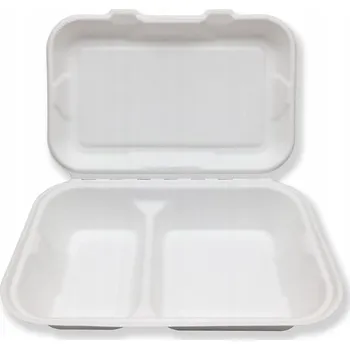 Jednorázové nádobí Obědový box na jídlo s sebou z cukrové třtiny 50 Ks UZAVÍRATELNÝ BOX 25x20x7