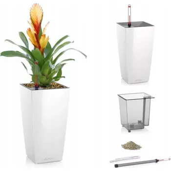 Květináč LECHUZA Květináč na KVĚTINÁČ 14x26cm BÍLÝ LESKLÝ