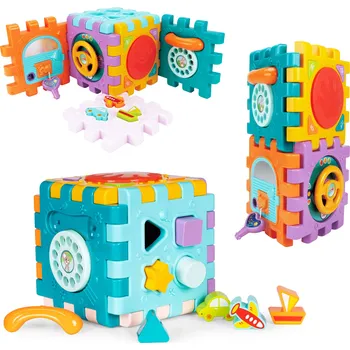 Hračka HUANGER Interaktivní vzdělávací kostka 6v1 se zvuky a světly