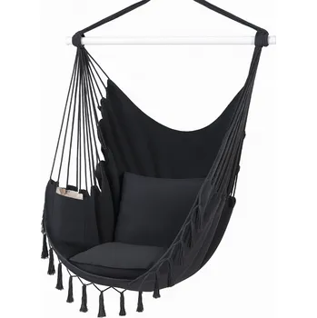 Houpací síť Ekspan Brazilské závěsné křeslo s polštáři a kapsou – 90 cm, nosnost 150 kg Barva: Tmavě-šedá