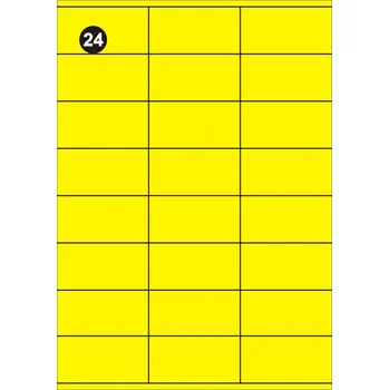 Samolepící etiketa Samolepící etikety 70x36 mm, A4 - žluté FOPRINT ( balení 20 listů)