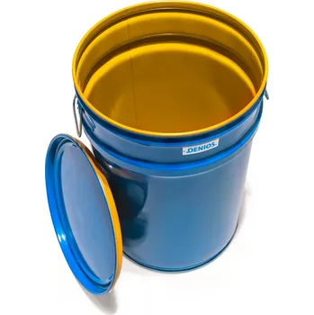 Ocelový sud s víkem, uvnitř i zvenku lakovaný, s UN schválením, 60 l