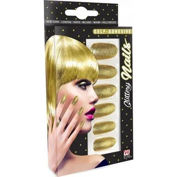 Umělé nehty Zlaté třpytivé nehty, příslušenství