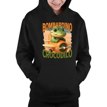 Žertovný předmět Baby Bombardino Crocodilo - Italian Brainrot - krokodýl bombardér - dětská mikina s kapucí- Tričkový.cz