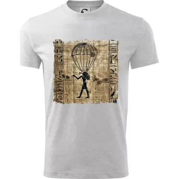 Egyptské hieroglyfy parašutista - Tričko dětské bavlněné - 98 cm / 2 roky ( Světlešedý Melír )