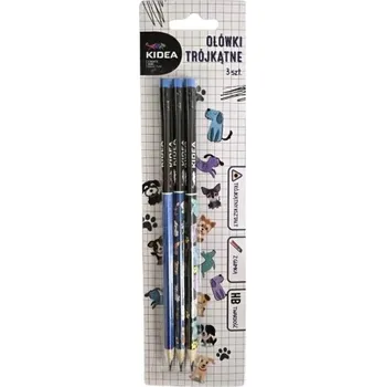 OŁÓWKI TRÓJKĄTNE Z NADRUKIEM 3 SZT. PIES KIDEA