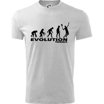 Chlapecké tričko Evoluce tenis kluk - Tričko dětské bavlněné - 98 cm / 2 roky ( Světlešedý Melír )