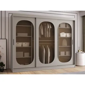 Nábytek Šatní skříň s posuvnými dveřmi Tirkon 250, Osvětlení: bez osvětlení, Barva: kašmír, Zásuvky: Ne MIRJAN 5903211426728