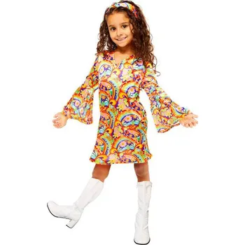 Karnevalový kostým Dívčí hippies kostým, 60. léta - Pro věk 8-10 let