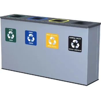 Venkovní odpadkový koš Sestava košů na tříděný odpad Eko Station 4x60l, šedá + doprava zdarma