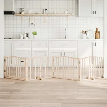 klec pro psa vidaXL Zábrana pro psy s dvířky skládací 4 panely 320 cm [352217] Barva: Přírodní