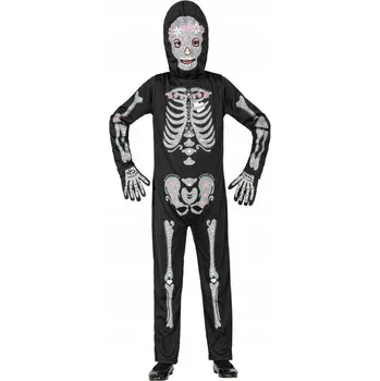 Karnevalový kostým KOSTÝM MALÝ KOSTLIVEC DĚTSKÝ SKELET S BROKÁTEM VEL. 158