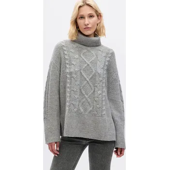 Dámský svetr Svetr GAP Tneck Cable Light Grey Heather S