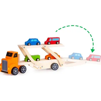 autíčko MULTISTORE Dřevěný náklaďák + 4 autíčka Ecotoys