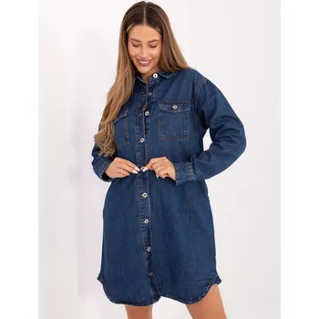 Dámské šaty Jednoduché modré šaty s dlouhým rukávem