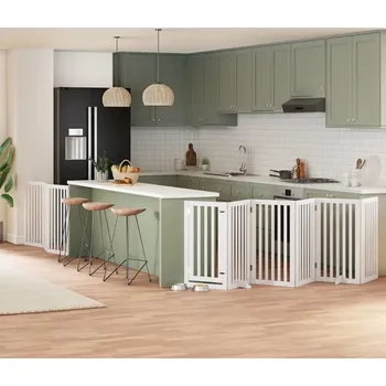 klec pro psa vidaXL Zábrana pro psy s dvířky skládací 9 panelů 450 cm topol [3155656] Barva: Bílá