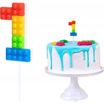 Dortová svíčka BAREVNÉ BLOKY ČÍSLICE ČÍSLO 1 JEDNA DEKORATIVNÍ SVÍČKY NAROZENINOVÝ DORT