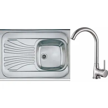 Kuchyňská linka Dřez PRIMAL 1-komorový 80x60 nasazovací + Dřezová baterie KARINA