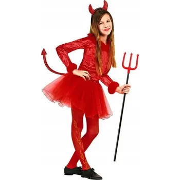 Karnevalový kostým KOSTÝM MALÉ ČERTICE ČERVENÝ HALLOWEEN PŘEVLEK 140