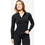 DOMYOS Dámská bezešvá fitness mikina S ČERNÁ|ŠEDÁ