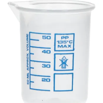Olejnička Odměrky s úchytem, z PP, natištěná modrá stupnice, 50 ml, 24 kusů