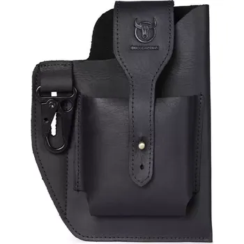 Ledvinka Bullcaptain kožené pouzdro na mobil na pásek Černé