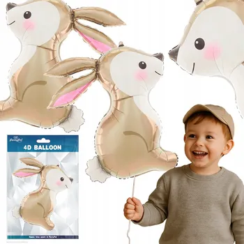 Balónek FÓLIOVÝ BALÓNEK S POTISKEM NA HELIUM ZAJÍČEK ZAJÍC ZVÍŘE 67x80CM PRO DĚTI